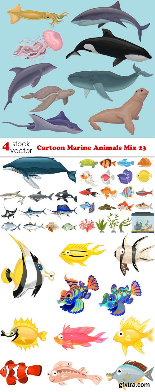 Vectors - Cartoon Marine Animals Mix 23