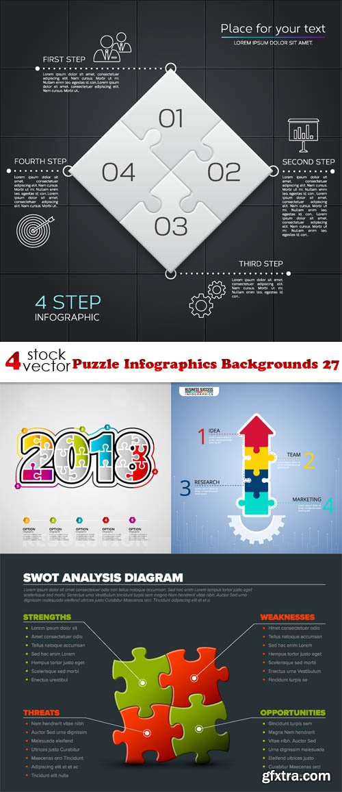 Vectors - Puzzle Infographics Backgrounds 27