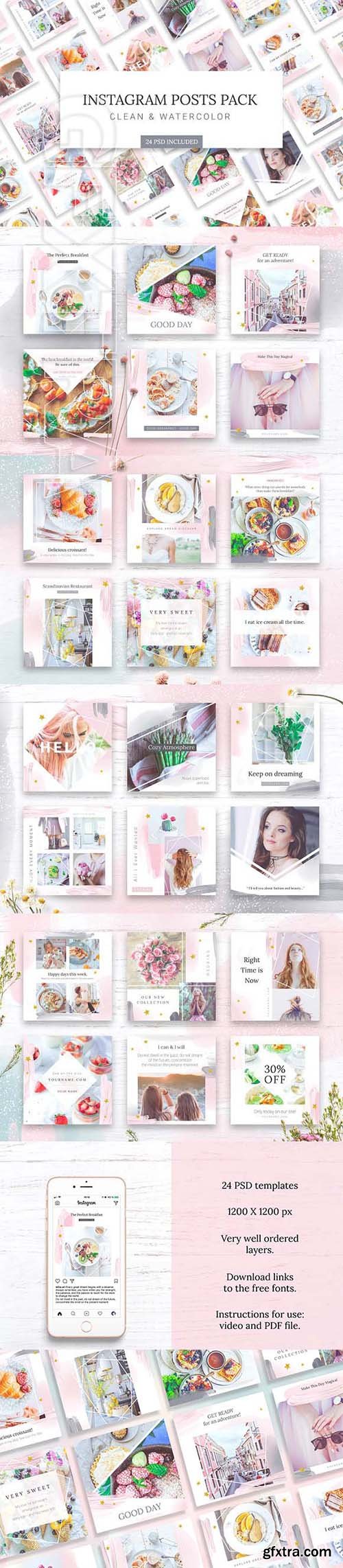 GR - Instagram Watercolor Posts Pack V3 20977833