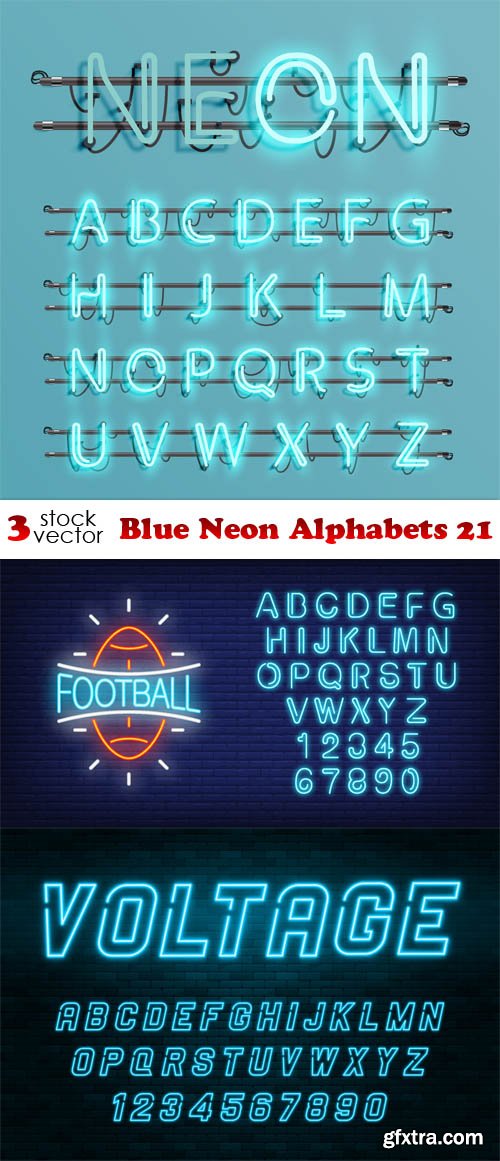 Vectors - Blue Neon Alphabets 24