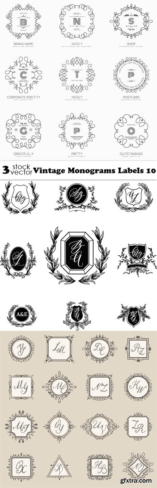 Vectors - Vintage Monograms Labels 10