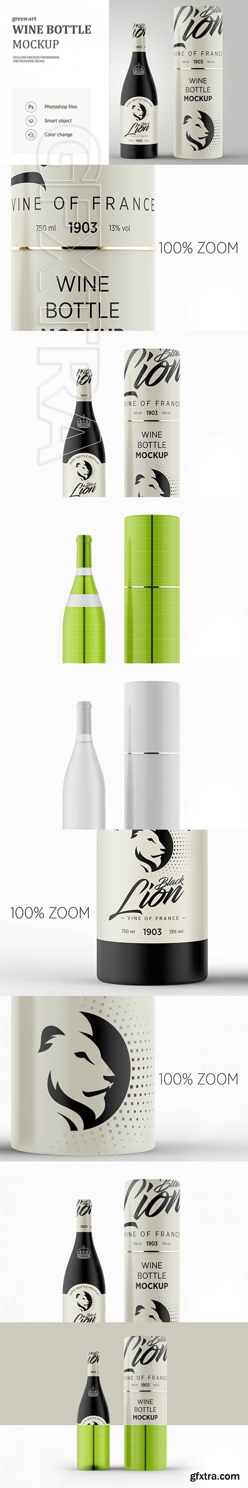 GR - Matte Glass Wine Bottle Mockup 20002554