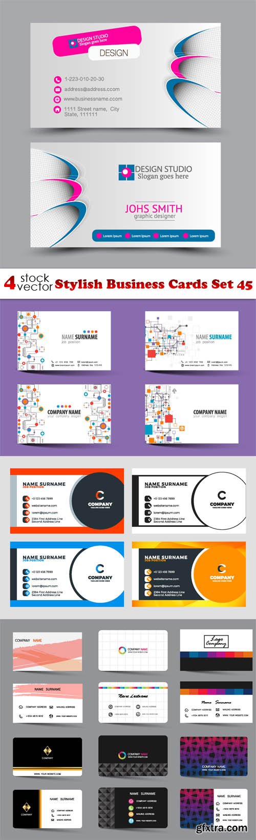 Vectors - Stylish Business Cards Set 45