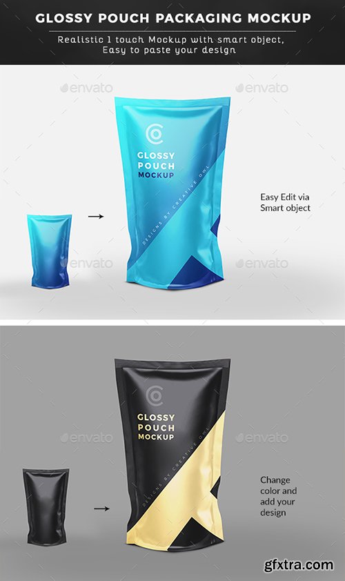 Glossy Pouch Packaging Mockup 22062688