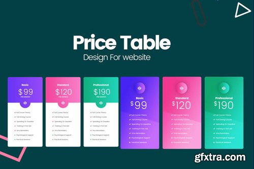 Business Pricing Table UI Template PSD