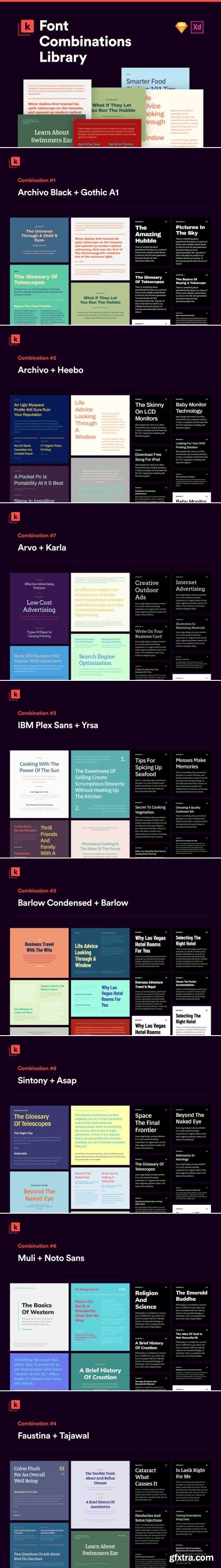 Font Combinations Library