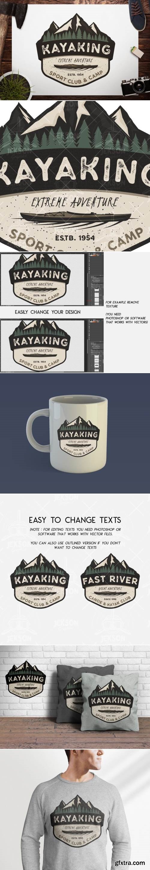 Kayak Retro Badge / Camping Adventure Logo