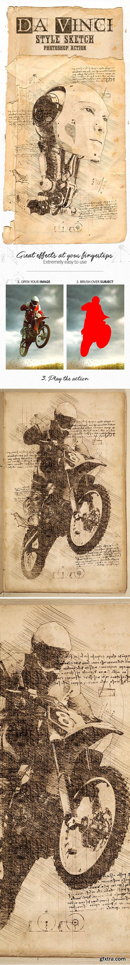 Graphicriver Da Vinci Hand Drawn Sketch Photoshop Action Download Free