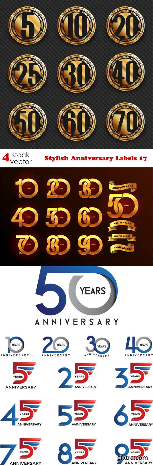 Vectors - Stylish Anniversary Labels 17