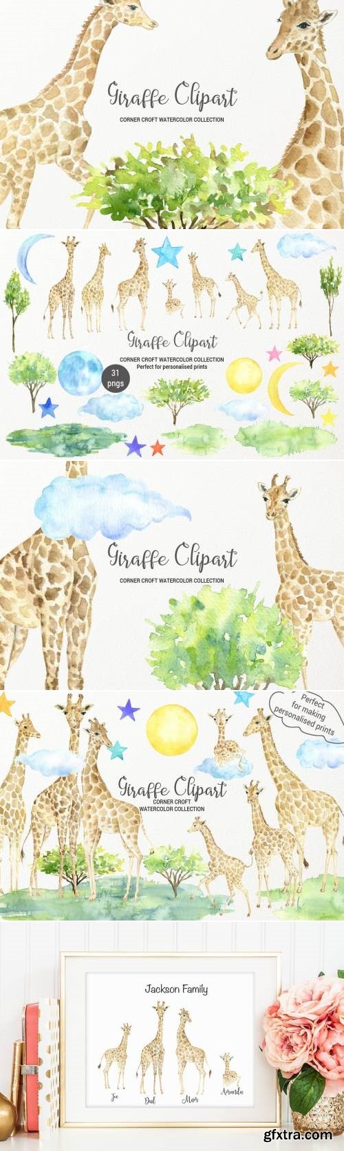 Watercolor Giraffe Illustration