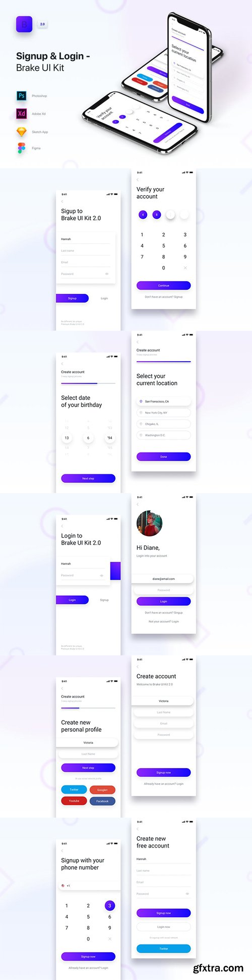 Brake UI Kit 2.0 - Signup & Login