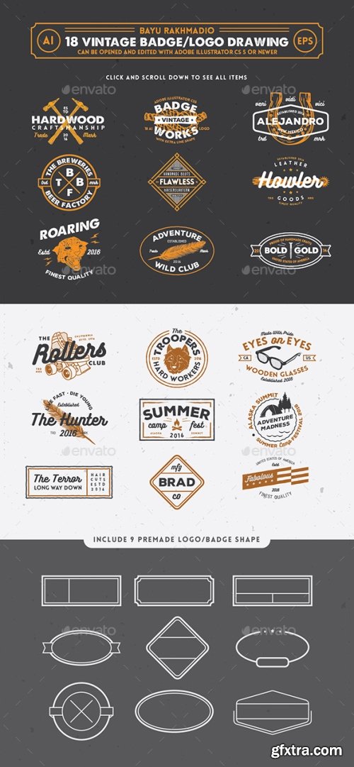 Graphicriver - 18 Hipster Vintage Badges 20519519