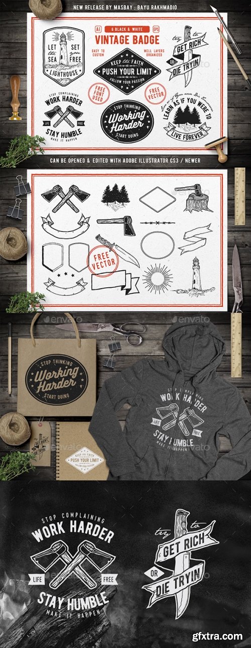 Graphicriver - 6 Hipster Vintage Badges 20492490