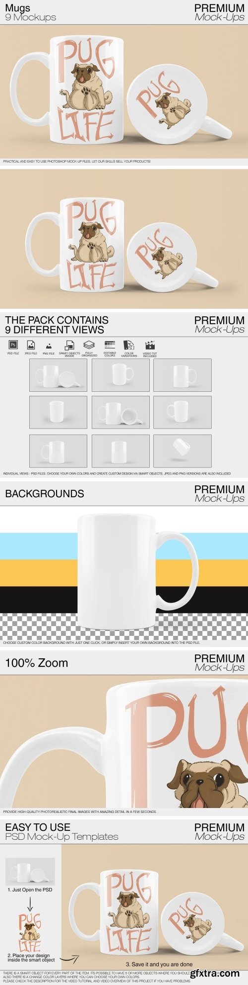 CM - Mug Mockups 9 PSD JPG PNG Variants 1602413