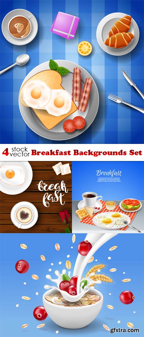 Vectors - Breakfast Backgrounds Set