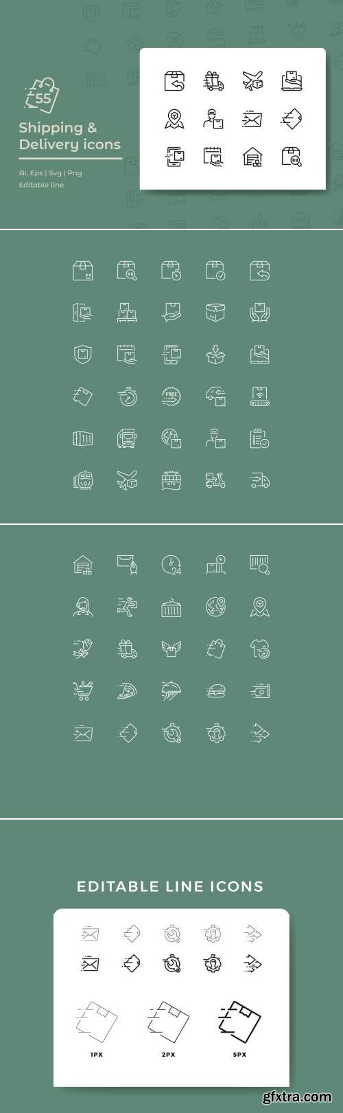 55 Shipping and Delivery Icons