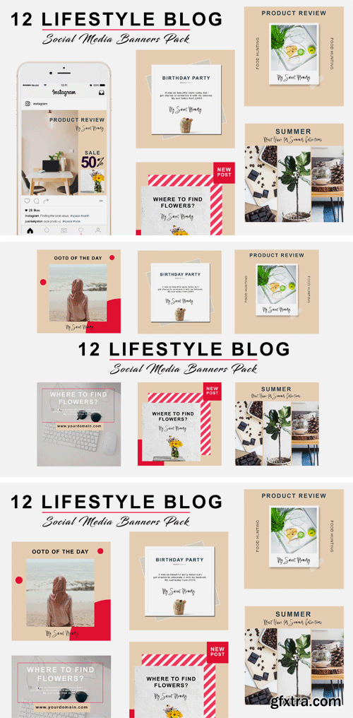 Designbundles - Peach Lifestyle Social Pack 31095