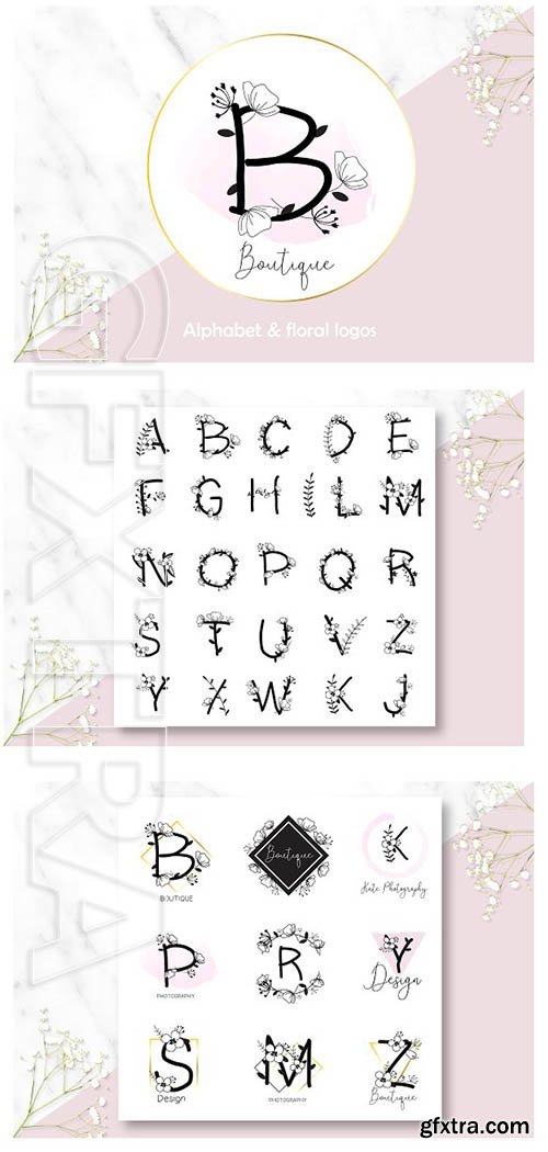 CreativeMarket - Floral Alphabet & Logos 2442383