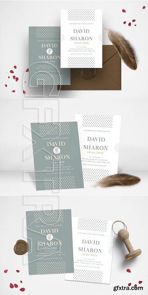 CreativeMarket - Minimal Dot Wedding Invitation 2442154