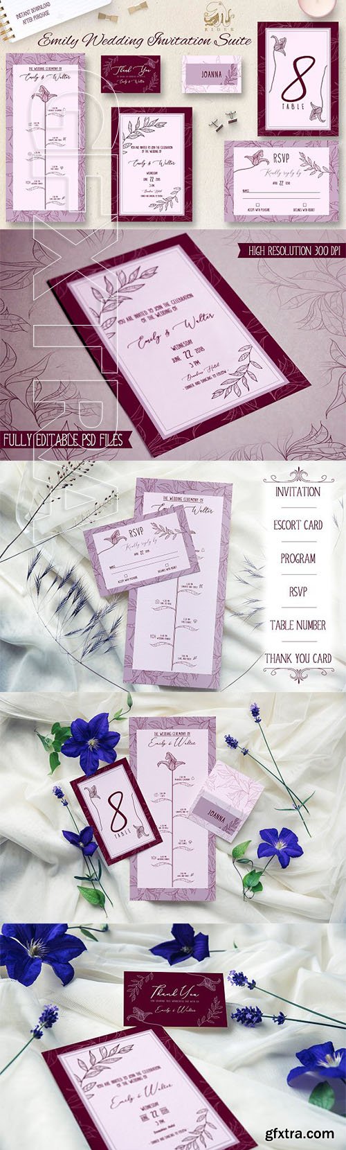 CreativeMarket - Emily Wedding Invitation Suite 2630764