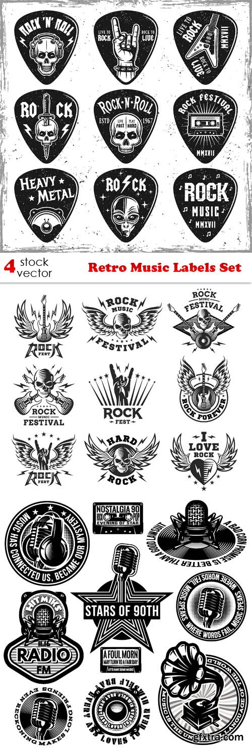 Vectors - Retro Music Labels Set