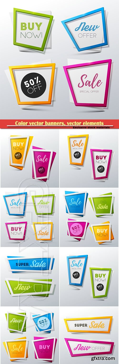 Color vector banners, vector elements discount