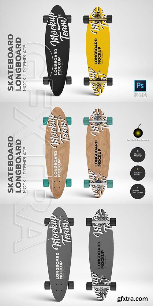 CreativeMarket - Skateboard - Longboard Mockup Temp 2636816