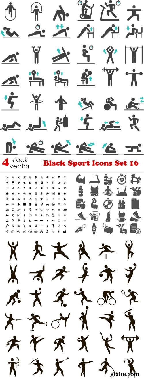 Vectors - Black Sport Icons Set 16