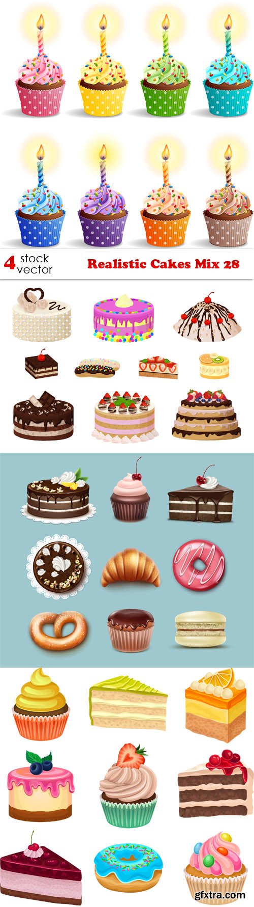 Vectors - Realistic Cakes Mix 28