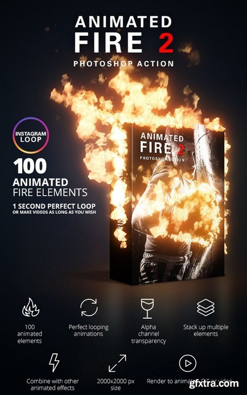 Graphicriver - animated fire 2 photoshop action 22082311