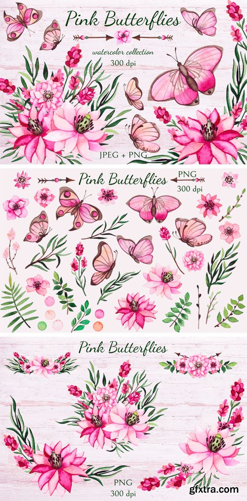 Designbundles - Pink Butterflies 99266