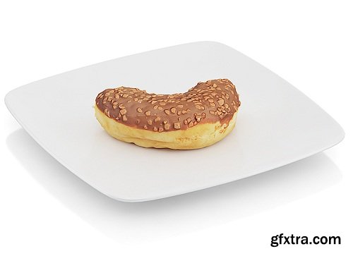 Bitten donut with chocolate 3d Model