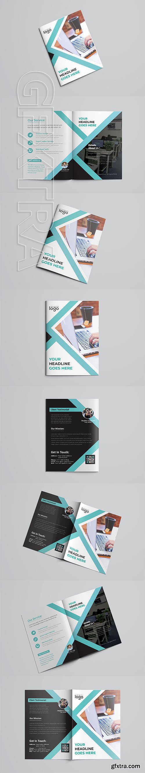 CreativeMarket - Creative Blue Bifold Brochure 2632880