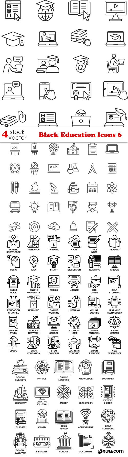 Vectors - Black Education Icons 6