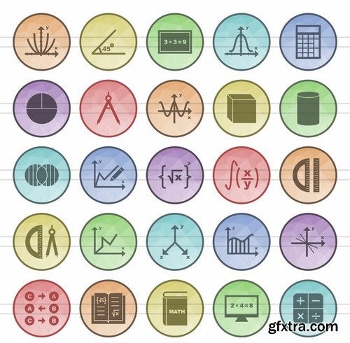 Math Symbols_Sewing_Poly Men\'s Accessories_Cleaning Services_Climatic Equipment Filled Low Poly Icons