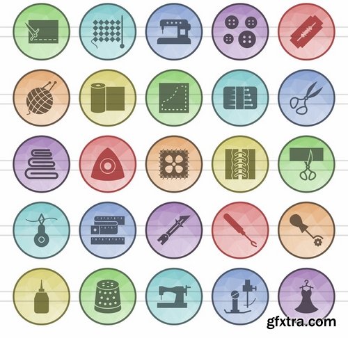 Math Symbols_Sewing_Poly Men\'s Accessories_Cleaning Services_Climatic Equipment Filled Low Poly Icons