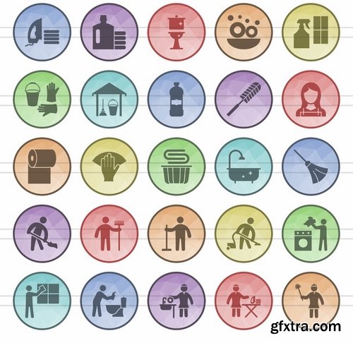 Math Symbols_Sewing_Poly Men\'s Accessories_Cleaning Services_Climatic Equipment Filled Low Poly Icons