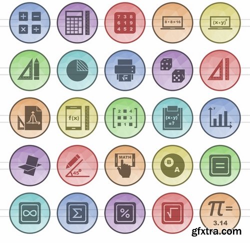 Math Symbols_Sewing_Poly Men\'s Accessories_Cleaning Services_Climatic Equipment Filled Low Poly Icons