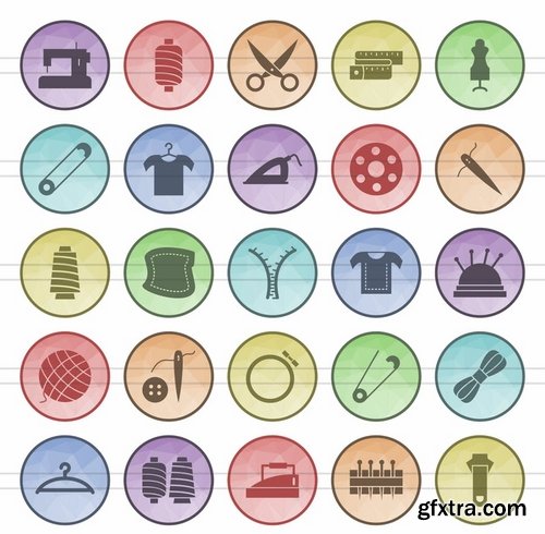 Math Symbols_Sewing_Poly Men\'s Accessories_Cleaning Services_Climatic Equipment Filled Low Poly Icons