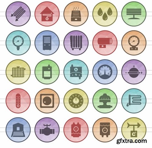 Math Symbols_Sewing_Poly Men\'s Accessories_Cleaning Services_Climatic Equipment Filled Low Poly Icons