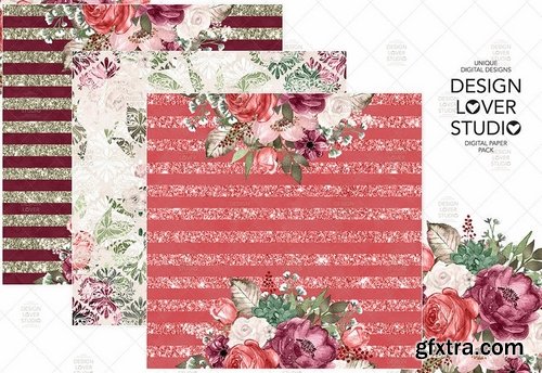 Champagne_Wine_Unicorn_Back to School digital paper pack