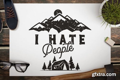 I Hate People T-Shirt Design  Retro Camp Emblem