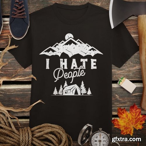 I Hate People T-Shirt Design  Retro Camp Emblem