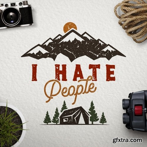 I Hate People T-Shirt Design  Retro Camp Emblem