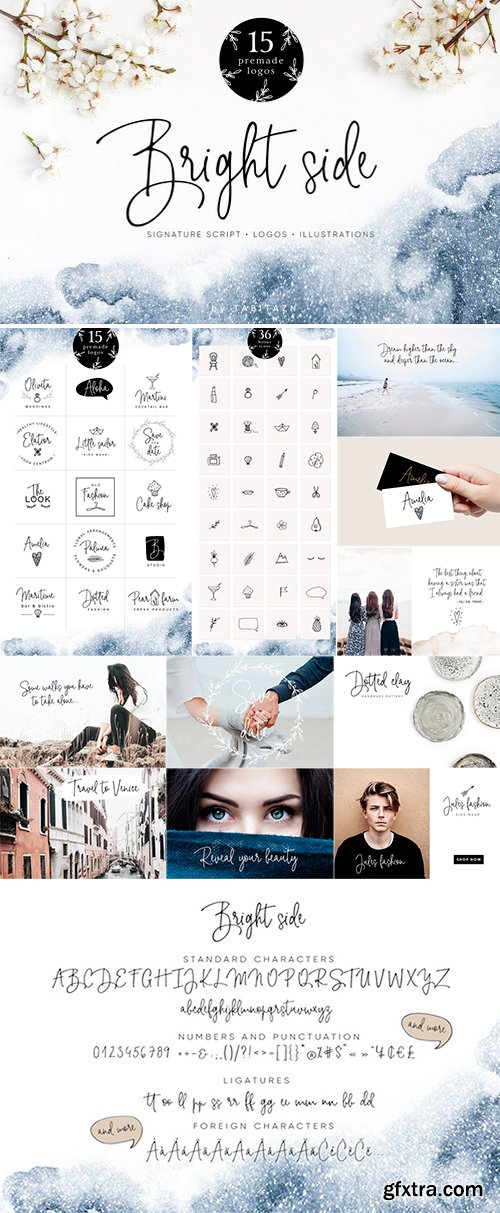 CM - Bright Side script font & logos 2545124