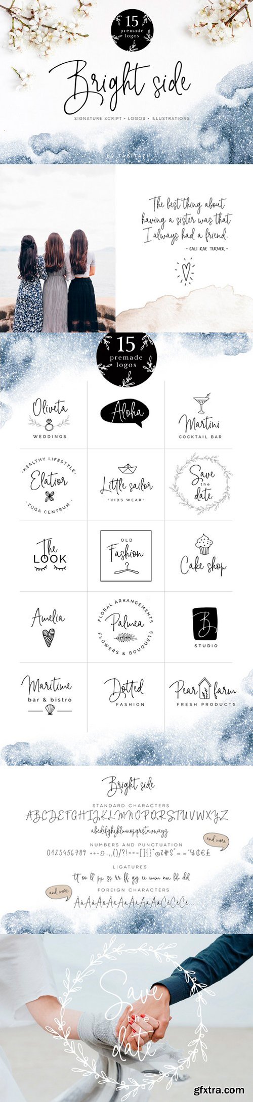 CM - Bright Side script font & logos 2545124