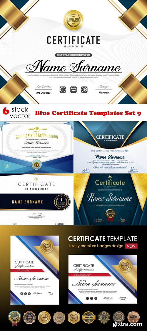 Vectors - Blue Certificate Templates Set 9