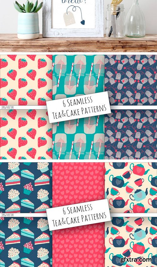 Thehungryjpeg - Tea & Cake Clipart and Seamless Pattern Collection 3449911