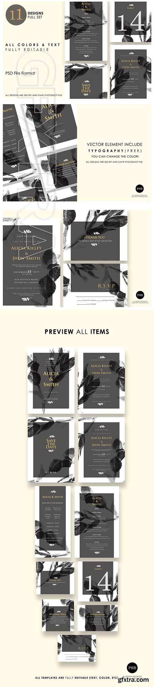 CreativeMarket - Minimalist Wedding Invitation Ac7