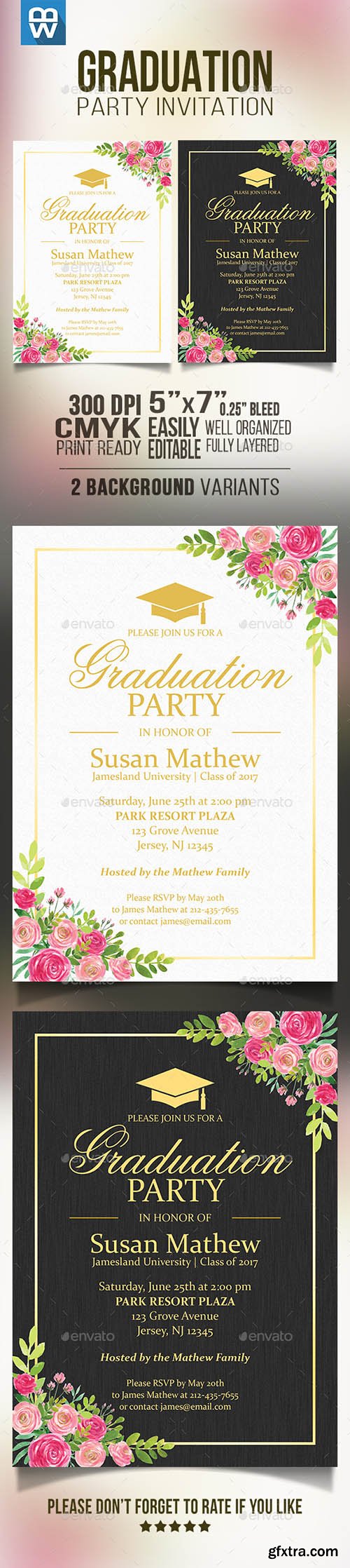 Floral Graduation Party Invitation 16185389